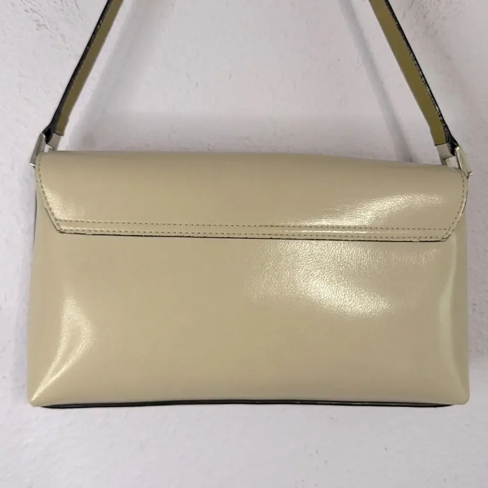 Mondani New York Women Y2K Style Cream Simulated Leather Shoulder Bag